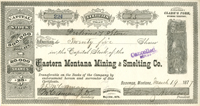 Eastern Montana Mining and Smelting Co. - Stock Certificate